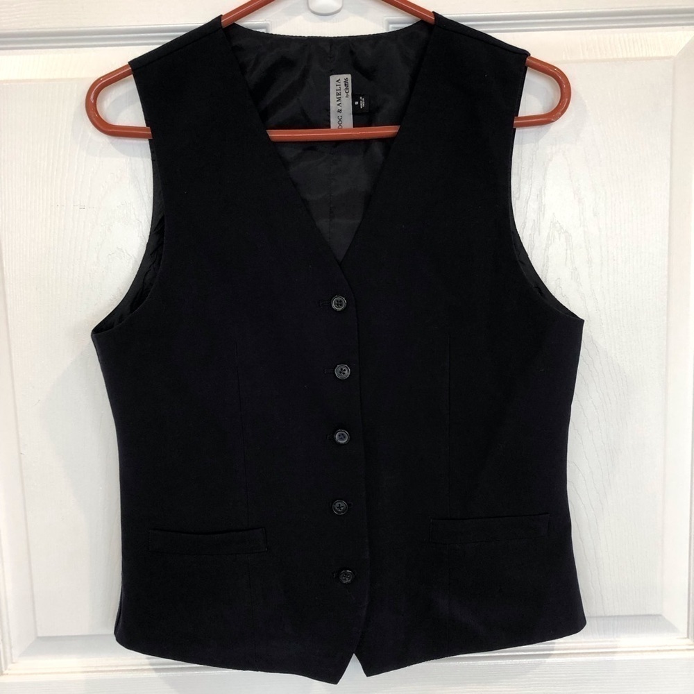 Waistcoat vest trending style. Front buttons lined wear alone as top or layered